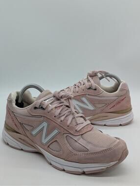 Women's Size 9.5 - New Balance 990 v4 Pink White Silver Running Shoes W990KMN4